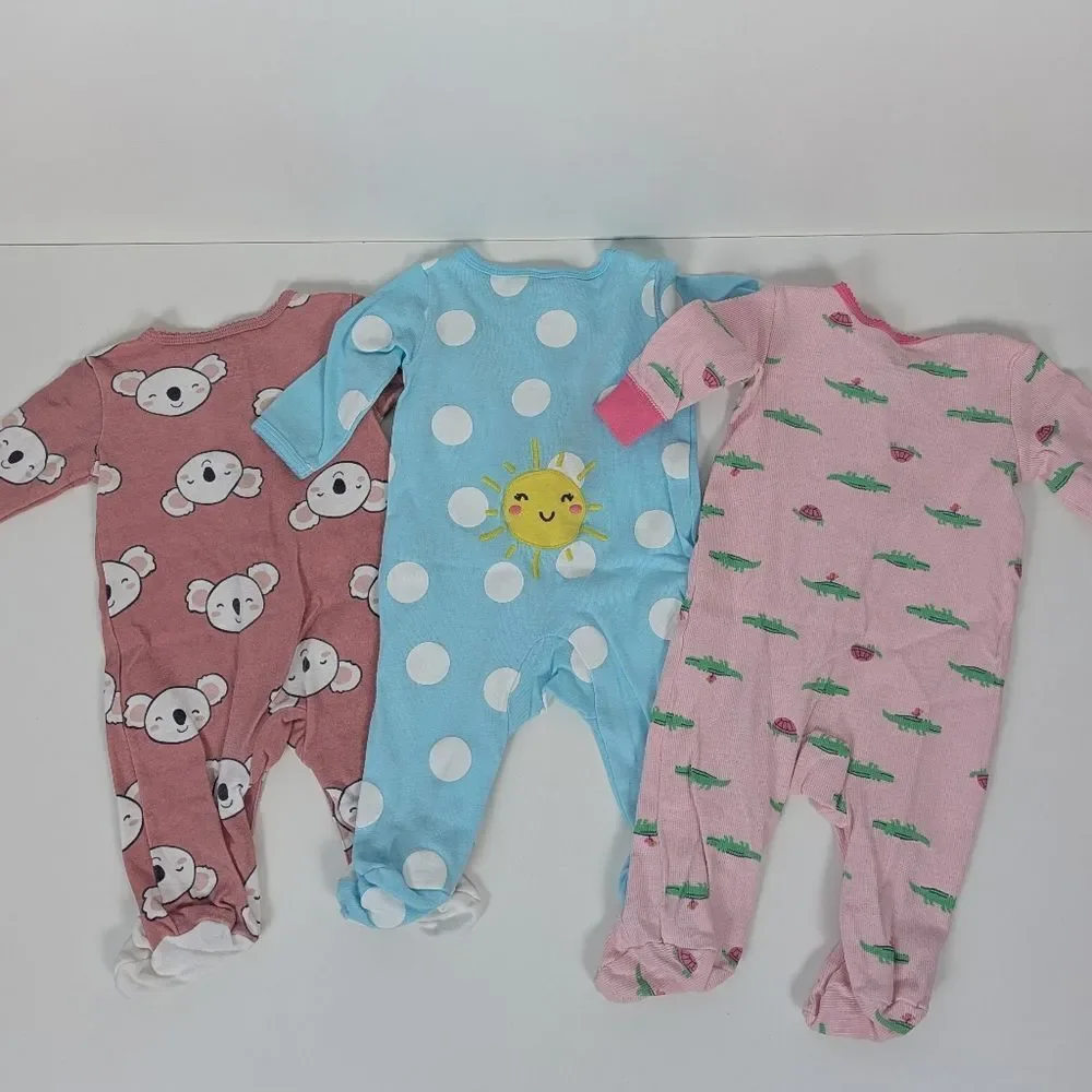 Carter's Footed Zip Up Pajamas Lot of 3 3 Months